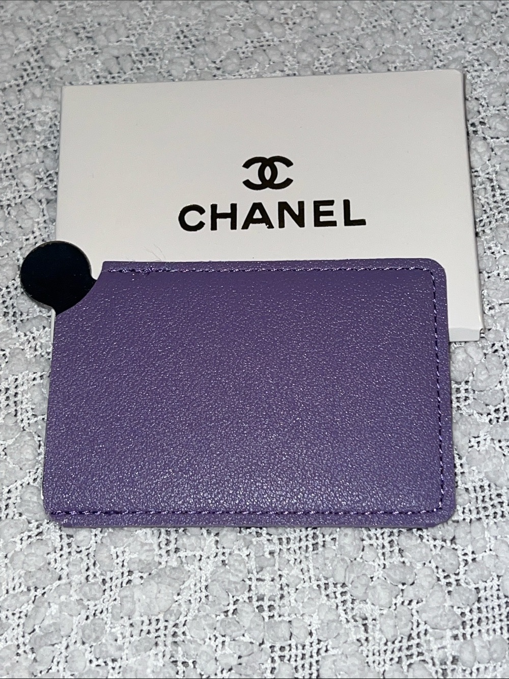 CHANEL Beute Travel Mirror with Embossed Leather Case (Turquoise or Purple) - Picture 6 of 9